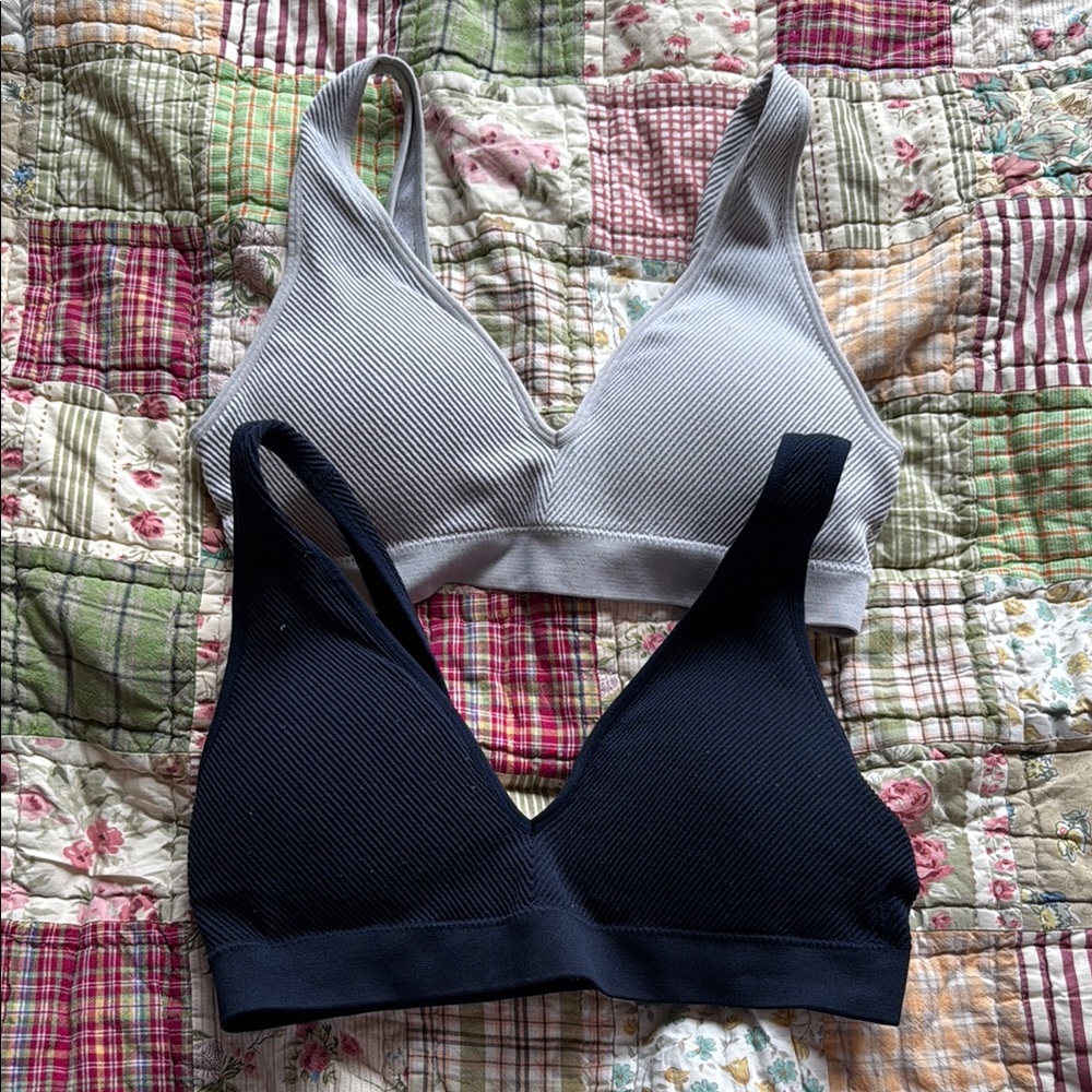 Seamless Comfort Bralette Set - Navy and Gray